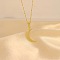 Moon Brass Micro Pave Clear Cubic Zirconia Pendant Necklaces, Golden, 17.72 inch(45cm)