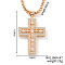 Brass Crystal Rhinestone Shiny Cross Pendant Box Chain Necklaces, Golden, 23.62 inch(60cm)
