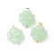 3Pcs 3 Colors Spray Painted Glass Pendants, Clover, with Brass Ball Head Pins, Golden & Stainless Steel Color & Silver, Light Green, 14.5x10x4.5mm, Hole: 1.6mm