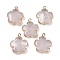 Natural Quartz Crystal Pendants, Flower Charms with Brass Findings, Golden, 23~24x21x6mm, Hole: 1.8mm