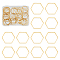 50Pcs 201 Stainless Steel Linking Rings, Hexagon, Golden, 18x16x1mm