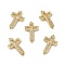 Brass Micro Pave Clear Cubic Zirconia Connector Charms, Religion Cross Links, Real 18K Gold Plated, Cadmium Free & Nickel Free & Lead Free, 22.5x13.5x2.5mm, Hole: 1.5mm