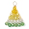 Glass Pendants, with Golden Copper Wire, Cantaloupe, Yellow, 29.5x22.5x4.5mm, Hole:4mm