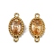 Ion Plating(IP) 304 Stainless Steel Cubic Zirconia Oval Links Connector Charms, Real 18K Gold Plated, PeachPuff, 12.5x6.5x2.5mm, Hole: 0.8mm