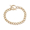 Ion Plating(IP) 304 Stainless Steel Curb Chain Bracelet with Toggle Clasp for Women, Golden, 8-5/8 inch(22cm)