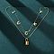 304 Stainless Steel Luck Lock Pendant Double Layer Necklaces for Women, Ion Plating(IP), Real 18K Gold Plated, 15.35 inch(39cm)