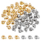 60Pcs 2 Colors Brass Crimp Beads, Rondelle, Platinum & Golden, 4.5x3.5x3mm, Hole: 1mm, 30pcs/color