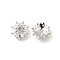 Flower Brass Clear Cubic Zirconia Bead Caps, Long-Lasting Plated, Cadmium Free & Lead Free, Rack Plating, Platinum, 11x3mm, Hole: 1.8mm