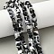 Natural Fire Crackle Agate Beads Strands, Faceted, Cube, Dyed & Heated, Black, 6x6x6mm, Hole: 1mm, about 56pcs/strand, 15.55''(39.5cm)