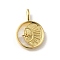 Rack Plating Brass Pave Natural Shell Pendants, Flat Round Charms, Lead Free & Cadmium Free, Real 18K Gold Plated, 22x16.5x3.5mm, Hole: 5x2mm