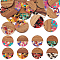 16Pcs 8 Colors Transparent Resin & Walnut Wood Pendants, with Gold Foil, Flat Round Charms, Mixed Color, 38.5x3mm, Hole: 2mm, 2pcs/color