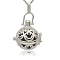Silver Color Plated Brass Hollow Round Cage Pendants, with No Hole Spray Painted Brass Round Ball Beads, Black, 35x25x21mm, Hole: 3x8mm