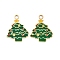 304 Stainless Steel Enamel Christmas Theme Pendants, Golden, Christmas Tree, 20x16x1mm, Hole: 2mm
