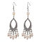 Halloween Skull Dyed Synthetic Turquoise & Alloy Dangle Earrings, Brass Jewelry for Women, Creamy White, 83x27.5mm