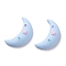 Opaque Resin Cabochons, Moon with Star, Light Sky Blue, 24x15x6mm