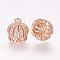 Brass Micro Pave Cubic Zirconia Beads, Tassel Cap Bail, Crown, Hollow, Rose Gold, 8.5x9mm, Hole: 0.5mm