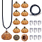 DIY Locket Necklace Making Kit, Including Sandalwood Box Pendant, Imitation Leather Cord, 304 Stainless Steel Snap on Bails, Flower, 12Pcs/bag, Pendant: 24x25.5mm, Hole: 1.2mm and 2mm