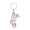Transparent Resin Acrylic Pendants Keychain, with Iron Key Rings, Strawberry & Flower & Peach, Antique Silver & Platinum, 9.5cm