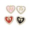 Alloy Enamel Pendants, with Crystal Rhinestone, Cadmium Free & Lead Free, Light Gold, Heart with Bowknot, Mixed Color, 20.5x20.5x3.5mm, Hole: 1.8mm