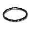 4mm Prism Faceted Rondelle Glass Beaded Stretch Bracelets for Women, Black