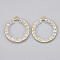 Brass Pendants, with Glass Beads, Nickel Free, Real 18K Gold Plated, Faceted, Ring, Clear, 33~34x30.5x3mm, Hole: 1.6mm