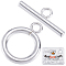 Brass Toggle Clasps, Long-Lasting Plated, Ring, 925 Sterling Silver Plated, Bar: 6x18x2.1mm, Hole: 2.4mm, Ring: 16.5x13.2x2.2mm, Hole: 2.4mm, 15pcs;