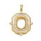 925 Sterling Silver Micro Pave Cubic Zirconia Basket Pendant Setting with Prongs Mounting, with Shell, Open Back Settings, Flat Round, Real 18K Gold Plated, Tray: 12x8mm, 30x24x7mm, Hole: 5mm