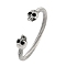 304 Stainless Steel Cuff Bangles for Women, Skull, Stainless Steel Color, Inner Diameter: 2-1/2 inch(6.2cm)