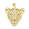 Brass Micro Pave Cubic Zirconia Pendants, Cadmium Free & Nickel Free & Lead Free, Leopard Head Charms, Real 18K Gold Plated, 24x23.5x5.5mm, Hole: 4x3.5mm
