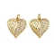 Brass Micro Pave Cubic Zirconia Pendants, Heart Charms, with Jump Ring, Real 16K Gold Plated, 17x15.5x4mm, Hole: 3.2mm