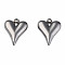 Non-Tarnish 304 Stainless Steel Pendants, with 201 Stainless Steel Loops, Heart, Stainless Steel Color, 16x12x3.5mm, Hole: 1.6mm