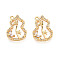 Brass Micro Pave Cubic Zirconia Pendants, Bamboo & Gourd, Real 18K Gold Plated, 18.5x13.5x3mm, Hole: 1.4mm