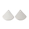 Brass Pendants, Fan Charms, 925 Sterling Silver Plated, 12x13x0.5mm, Hole: 1.2mm