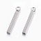 Tarnish Resistant 201 Stainless Steel Pendants, Bar, Stainless Steel Color, 17.5x2x2mm, Hole: 1.6mm