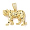 Rack Plating Brass Micro Pave Black Cubic Zirconia Pendants, Cadmium Free & Lead Free, Long-Lasting Plated, Leopard, Real 18K Gold Plated, 31x41x9mm, Hole: 8.5x5.5mm
