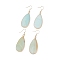 Natural Amazonite Teardrop Dangle Earrings, Golden Tone Brass Jewelry for Women, Cadmium Free & Lead Free, 60mm, Pin: 0.6mm