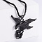 Vintage Punk Hip Hop 304 Stainless Steel Eagle with Skull Head Pendant Necklaces, Black
