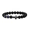 Cross Natural Obsidian & Dyed Tiger Eye Stretch Bracelet, Blue