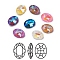 Glass Rhinestone Cabochons, Mocha Fluorescent Style, Pointed Back, Faceted, Oval, Mixed Color, 14x10x5.5mm