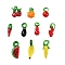 60Pcs 10 Style Handmade Lampwork Pendants, Fruit, Mixed Color, 21~23x9~10x8~9mm, Hole: 1.5~4mm, 60pcs/box