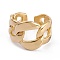 Ion Plating(IP) Unisex 304 Stainless Steel Finger Rings, Adjustable Rings, Curb Chain Shape, Golden, 4~15mm, Inner Diameter: 17.1mm