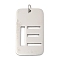 304 Stainless Steel Pendants, with Jump Ring, Rectangle with Hollow Letter Charm, Anti-Tarnish, Laser Cut, Letter E, 49.5x28x1.5mm, Hole: 6.5mm
