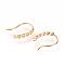 Brass Rhinestone Earring Hooks, Ear Wire, with Horizontal Loop, Nickel Free, Real 18K Gold Plated, 15x10x2mm, Hole: 1mm, 20 Gauge, Pin: 0.8mm