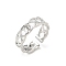 Brass Open Cuff Ring Settings, for Half-drilled Beads, Platinum, 6mm, Adjustable, Pin: 1mm