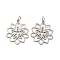 Non-Tarnish 304 Stainless Steel Pendant, with Jump Ring, Laser Cut, Lotus Charm, Stainless Steel Color, 21x19x1mm, Hole: 3mm