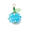 Fruit Glass Pendants, with  Synthetic Imperial Jasper Dyed Beads & Acrylic Charms & 304 Stainless Steel Loop, Faceted, Light Sky Blue, 24.5~25x17~17.5mm, Hole: 3x2mm
