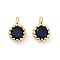 Brass Pave Cubic Zirconia Pendants, Single Stone Charms, Flat Round, Rack Plating, Long-Lasting Plated, Light Gold, Prussian Blue, 6.5~7x4.5~5x3mm, Hole: 1mm