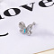 Bohemian Style 304 Stainless Steel Deep Sky Blue Enamel Nose Bone Rings, Stainless Steel Color, Butterfly, 8mm