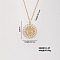 Vintage Brass Micro Pave Cubic Zirconia Flat Round with Human Pendant Necklace for Women, Golden, 15.75 inch(400mm)