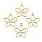 Ion Plating(IP) 201 Stainless Steel Pendants, Flower, Real 18K Gold Plated, 26x25x1.5mm, Hole: 1.4mm